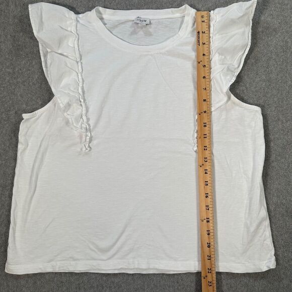 J.Crew Poplin Flutter Sleeve Tee Shirt Women's XL White Crew Neck BG881 - Picture 5 of 8